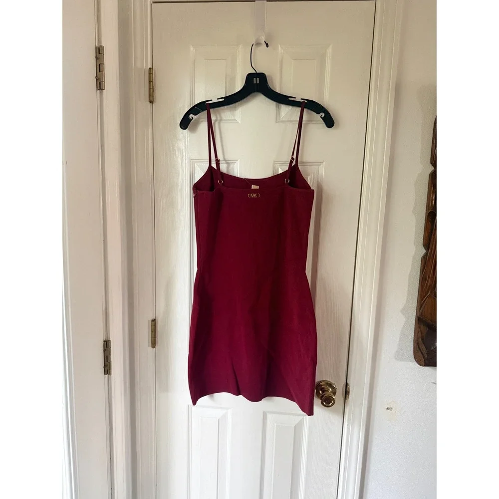 Michael Kors Deep Mulberry Straight Neck Cami Mini Dress MT5833Z33D Size Large